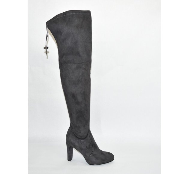 New! Sam Edelman 'Kent' Size 7.5 Over-the-Knee Gray Suede Boots OTK T36 - Picture 1 of 6